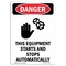 Signmission Safety Sign, OSHA Danger, 10" Height, Aluminum, This Equipment Starts, Portrait OS-DS-A-710-V-1589 - alternate 1